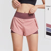 Women Elastic Waist Shorts with Liner Yoga Shorts