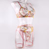 3-Piece Sensual Floral Lace Transparent Lingerie Embroidery  Kits Intimate