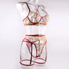 3-Piece Sensual Floral Lace Transparent Lingerie Embroidery  Kits Intimate