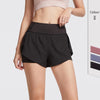 Women Elastic Waist Shorts with Liner Yoga Shorts